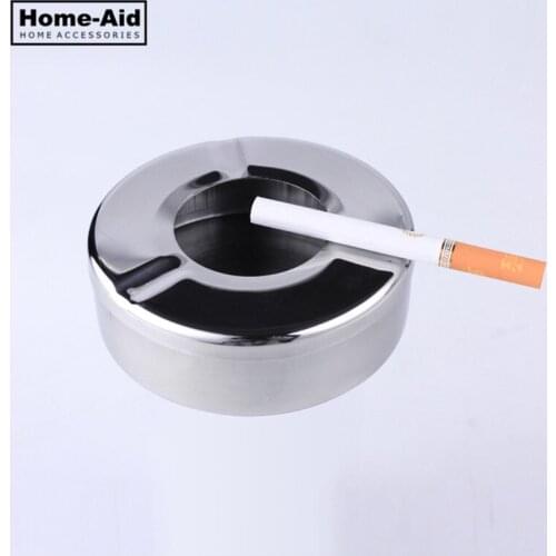 Round Push Down Ashtray Metal Spinning Cigarette Ashtray for Home Office Bar and Restaurant Smoke Ash Tray Holder Indoor Outdoor