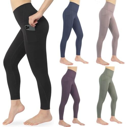 Neonysweets Womens Leggings Workout Capri Yoga Pants With Side Pockets Running 4 Way Stretch Gym High Waist Tights