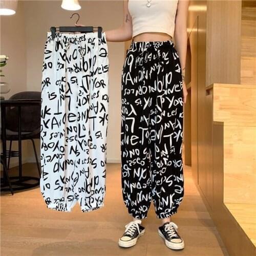 Korean Fashion Casual Pants Alphabet Graffiti Loose Harem Pants Trousers Harajuku Hip-hop All-match Unisex Streetwear Pants