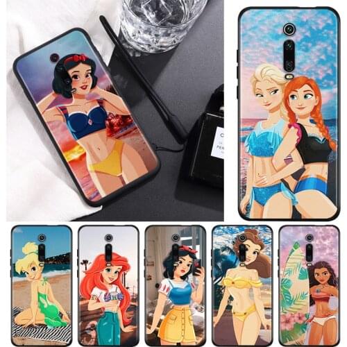 Disney Beach Princess For Xiaomi Redmi 9T 9I 9AT 9A 9C 9 8A 8 7A 7 6A 6 5A 5 4X PRO Prime Plus Black Soft Phone Case