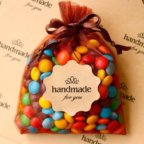 Kraft Hand made for you Seal Sticker, Hand made products Free Gift Gift Wrap sticker Lable