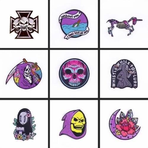 Punk Heart Skull Patch Ecusson Thermocollants Embroidered Patches For Clothing Applique Jacket Jeans Patches Badge Stripe Patch