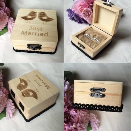 New Hot Sale Vintage Wooden Box Ring Holder Gift Ring Bearer Box Wedding Favor DIY Party Home Decoration Accessory Birthday Gift
