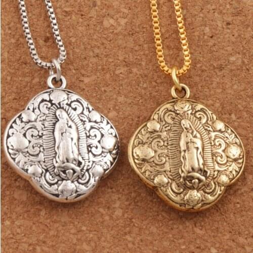 2colors Catholic Gift Our Lady of Grace Miraculous Mary Travel Protection Pendant Necklaces N1789 24inches