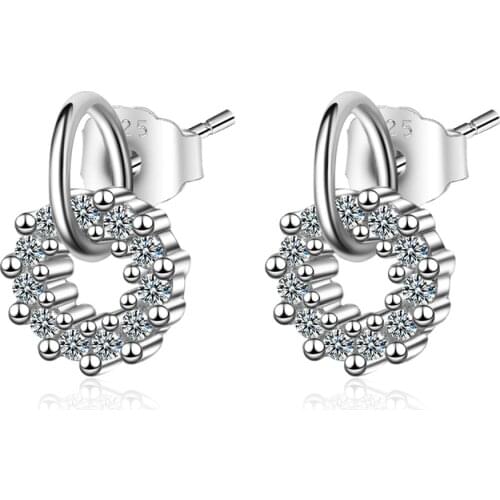 Simple top quality CZ Micro Zircon Circle Earrings For Women Wedding Jewelry Silver 925 Earrings oorbellen