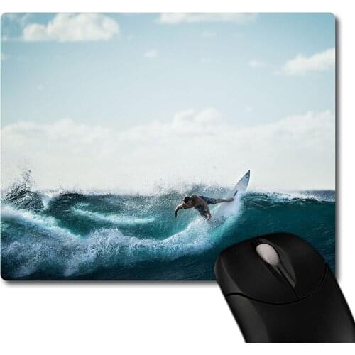 Beach wave surfing image printed Heavy weaving anti-slip rubber pad office mouse pad Coaster Party favor gifts 220x180x3mm
