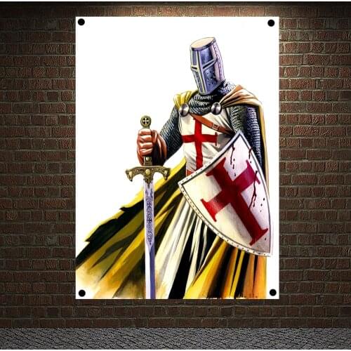 Knights Templar Posters Wall Art Crusader Banners Flags Tapestry Canvas Painting Home Decoration Ornaments Mural Wall Sticker