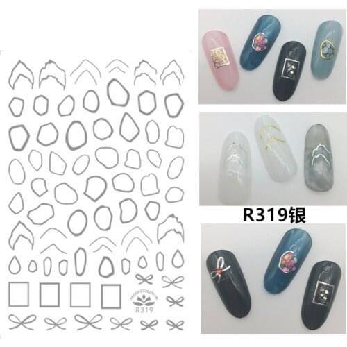 Self-adhesive 3D Stickers for Nails Pink Circle Line Nail Art Decorations Small Size Fashion Stickers Women Girl Nail Foil