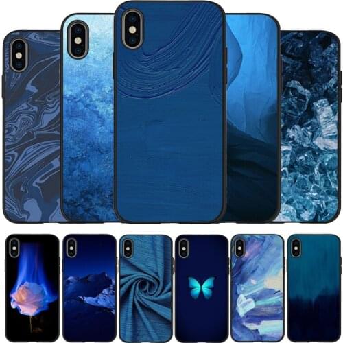 Blue art black Silicone Phone Case For iPhone 12 XR XS Max 5 5S SE 2020 6 6S PLUS 7 8 X 11Pro Max 11 Cover
