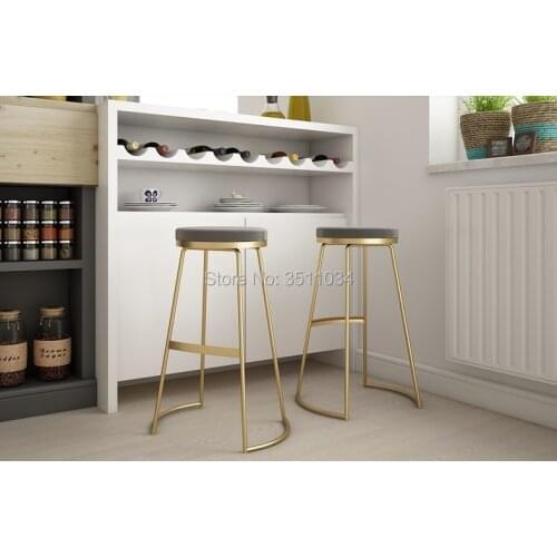 Brand New Nordic bar stool 45cm//65cm/75cm bar chair creative coffee chair gold high stool simple dining chair wrought iron