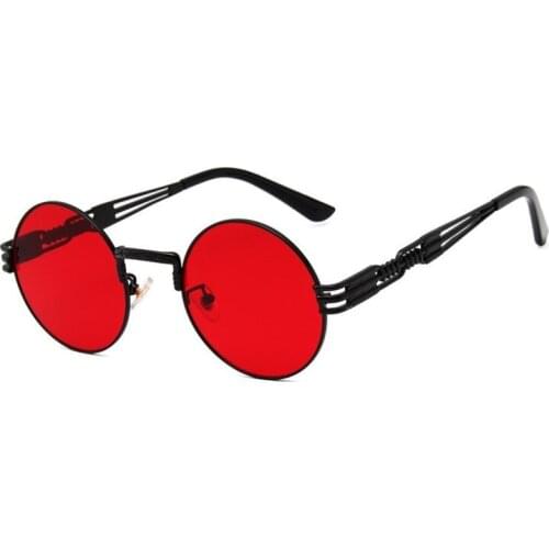 Vintage Steampunk Sunglasses Women Men Round Designer Small Frame Yellow Lenses Sun Glasses Brand Retro Uv400 Punk Style Eyewear