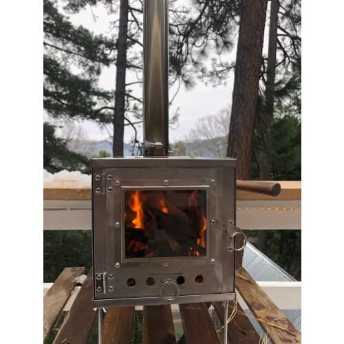 Outdoor Ultralight Titanium Stove Wood Stove for Tents W/ Chimney Pipe Multipurpose Camping Tent Heating Stove Outdoor Survival