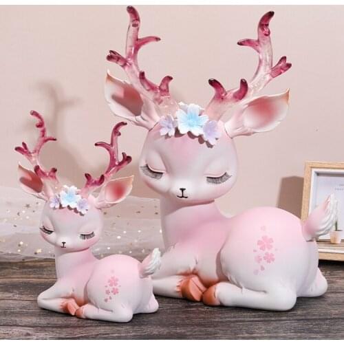 Yilu Has Your Flower Rhyme Deer Girl Heart Creative Cute Cartoon Gift Home Desktop Decorations Resin Decorations