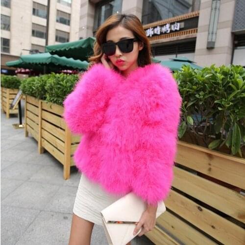 High Quality Women Real Fur Coat Genuine Ostrich Feather Shrug Short Winter Jacket Natural Ostrich Fur Coats Female Z257