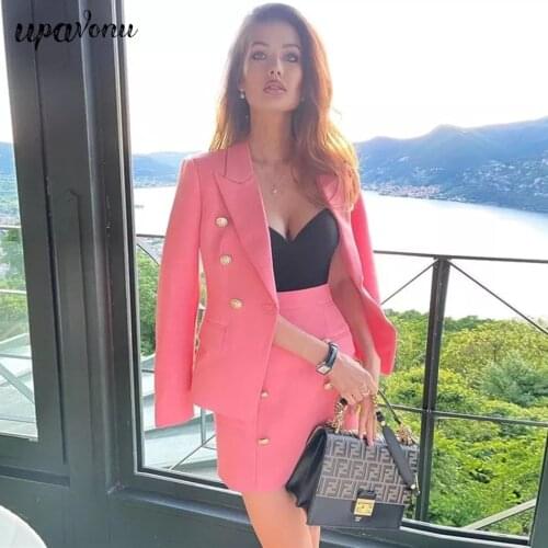 Free Shipping High Street Elegant Pink Cropped Simple Women Blazer Jacket New Single Breasted V-neck Short Sleeve Pockets Female