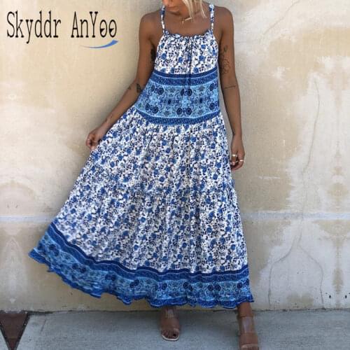 Women Floral Print Vintage Summer Dress 2020 Sleeveless Loose Casual Maxi Woman Homewear Dresses Plus Size 2XL Vestidos