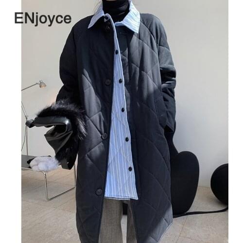 2020 Winter Women Japanese Stylish Cotton-padded Coat Ladies Single Breasted Outwear Jacket Thicken Warm Patchwork Overcoat