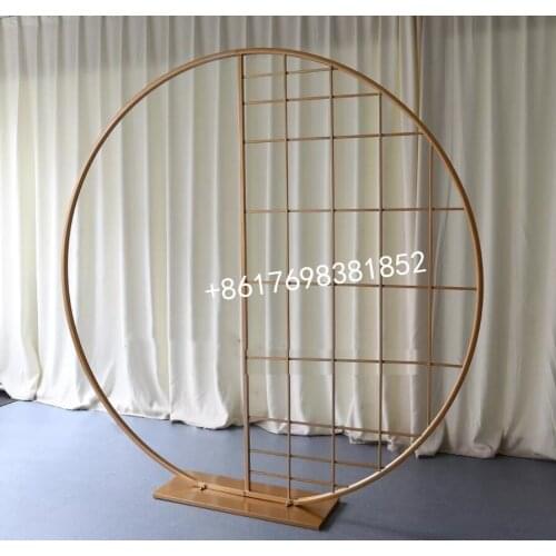 Gold wedding backdrop stand arch round arch with grid metal stand factory