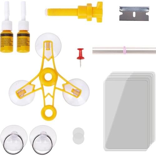 16pcs Car Windshield Repair Kit Quick Fix Cracked Glass Windscreen Repair Tool Kit Resin Sealer Diy Auto Window Screen Polishing