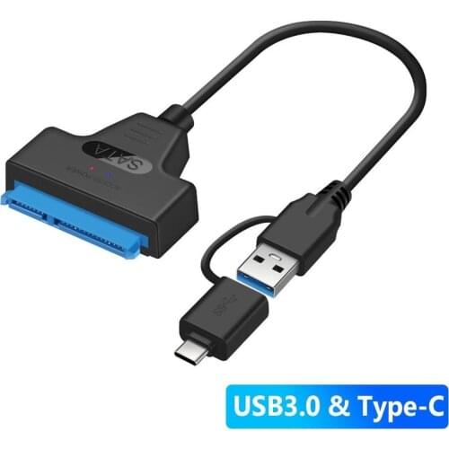 2 in 1 USB 3.0 Type-C to 22Pin SATA Adapter 2.5inch HDD SSD Hard Drive Cable
