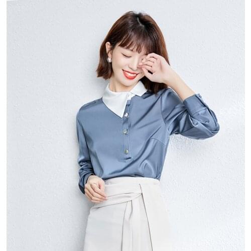 2021 Women OL Blouses Plus Size Spring Turn-Down Collar Tops Tees Korean Style Loose Harajuku Blouse Female Autumn Blusas 1085