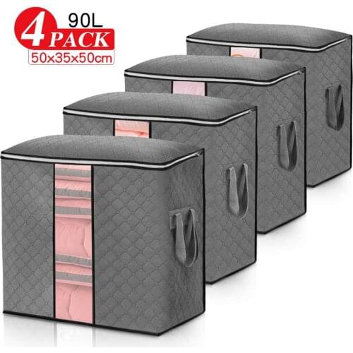 90L Thickened Clothes Quilt Storage Bag Blanket Closet Sweater Organizer Box Sorting Pouches Clothes Cabinet Container Home
