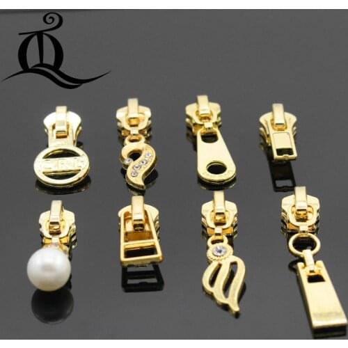 5 pcs 5# mix zipper gold Pearl zipper pull Metal zipper slider,zipper head,Garment,bag and suitcase accessories,clothes,t1