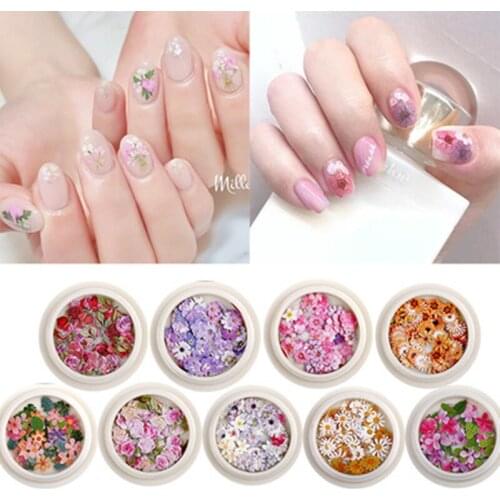 50pcs/box Nail Art Color mixed small Daisy Flower rose ultra-thin wood pulp patch DIY nail art jewelry nail art decoration