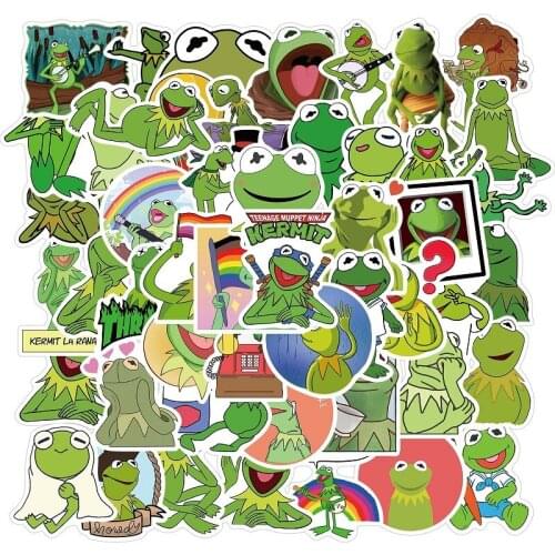 50 PCS Green Series Frog Graffiti Stickers Baby Childrens Classic DIY Toy Bike Travel Luggage Guitar Waterproof PVC Decals
