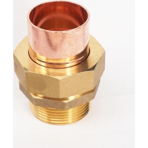 1-1/4" BSP Brass Male-35mm I.D Copper Socket End Feed Union Pipe Adapter Air Conditioner Refrigerator Chiller Plan