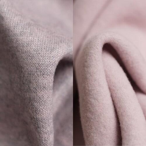 White waxberry 147cm 750g/mGrey powder double knit woolen cloth fabrics clothes Garment sewing materials Free shipping
