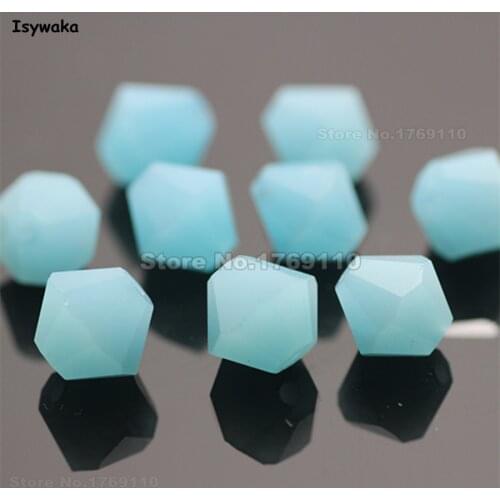Isywaka 38pcs Solid Blue Color 8mm Bicone Austria Crystal Beads charm Glass Beads Loose Spacer Bead for DIY Jewelry Making