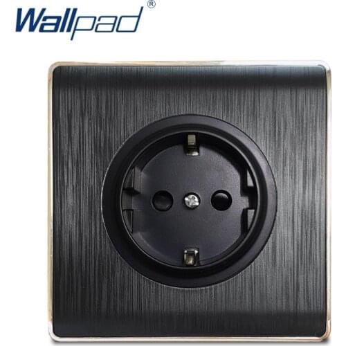 Wallpad New Arrival EU German Socket Wall Power Socket Electric Outlet Black PC Brushed Panel For Home