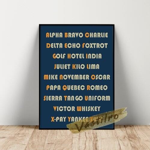Nato Phonetic Alphabet Aviation Art Decor Canvas Painting Retro Poster Pilot Gift Boys Room Decorate High Quality Wall Stickers