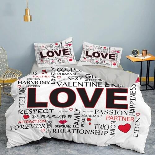 ZEIMON 100 Love Language Duvet Cover Luxury Bedding Set Single Full Quilt Covers 2/3PCS Bedclothes Euro Size For Bedroom Decor