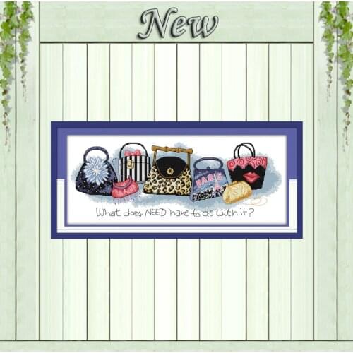Colorful bag cartoon decor painting counted printed on canvas DMC 14CT 11CT chinese Cross Stitch Needlework Sets Embroidery kits
