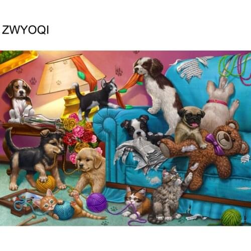 Full Round Diamond embroidery Table lamp DIY 3D Diamond mosaic Full Square Diamond painting Cross stitch Dog cat newspaper yarn