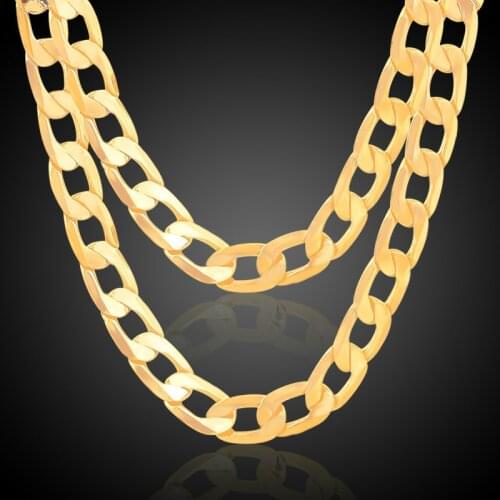 Cuban Chain For Men With Gold Color Hiphop Jewelry Wholesale 10 MM 60cm 24" Curb Chain Necklace
