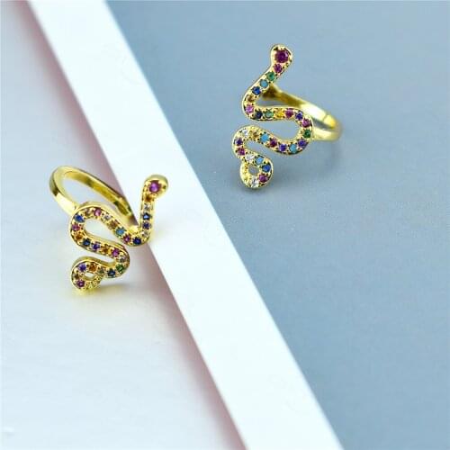 Hot Sale Snake Shape Moon Butterfly Rainbow Zircon Ear Clip Earmuffs Womens Non-thorn Cartilage Earrings