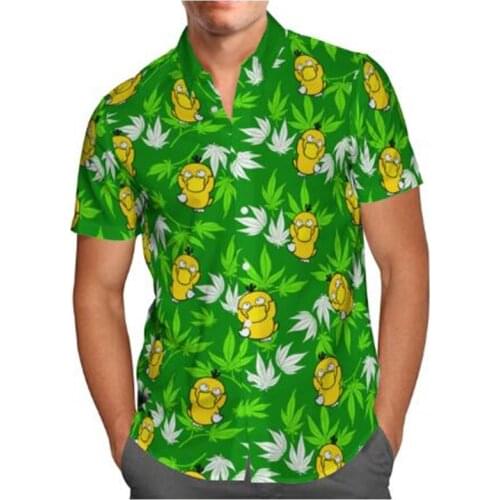 Fashion summer purple anime 3D printing mens Hawaiian shirt unisex Harajuku casual beach Hawaiian short sleeve shirt