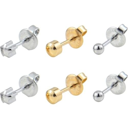 PAIR Star Round Ball Full Moon Shaped Ear Piercing Stud Body Jewelry Earring Pin For Piercing Gun Tool Kit Pair Pack