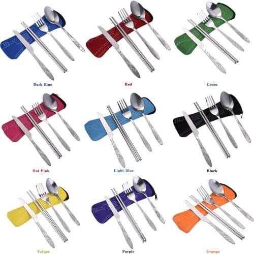 Pieces Set Of Outdoor Stainless Steel Cutlery Fork Spoon Knife Chopsticks Outdoor Portable Travel Camping Tableware Supple