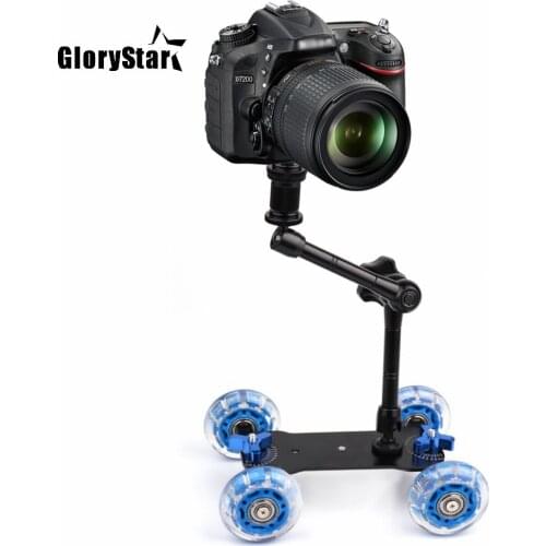 Schreibtisch Dolly+11'' Magic Arm Tabletop Mobile Rolling Video Rail Skater for DSLR Camera Slider Track Dolly Car & Magic Arm