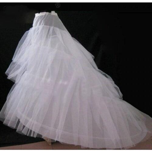 Cheap Wedding Petticoat Jupon Court Train Crinoline Slip Underskirt for A-line Wedding Dress 3 Layers Wedding Accessoires