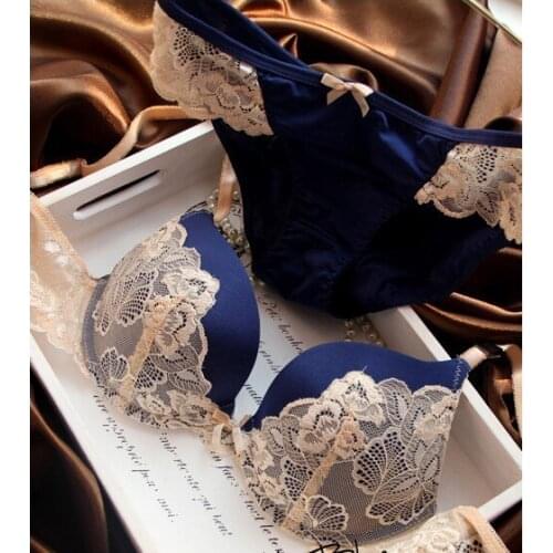 Intimates Bra and Panty Set Lace Lingerie Push Up Bra Fashion Style Wholesale Brassiere,sexy Bra Set Hot Blue Pink Purple