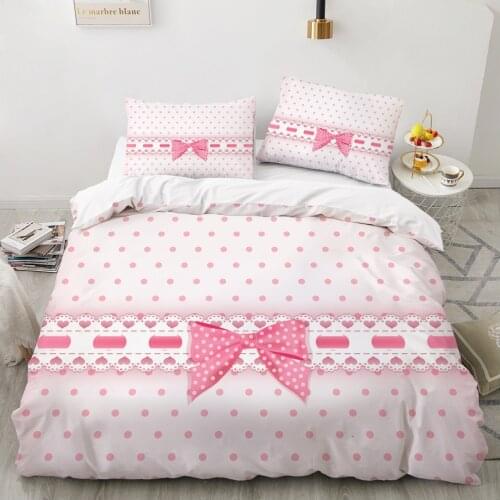 Luxury 3D Bedding set Europe Queen King Double Duvet cover set Bed linen Comfortable Blanket/Quilt cover Bed Set Bow Pink dots