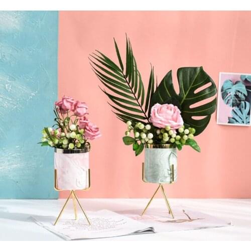 Nordic Creative Concise Marble Ceramic Vase Decoration Home Adornment Living Room Bedroom Desktop Dried Flower Ornaments
