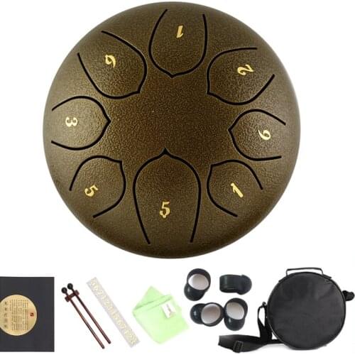 Steel Tongue Drum 10 Inch Ethereal Rhythm Drum 8 Tones F Percussion Hand-pan Drum With Accessories