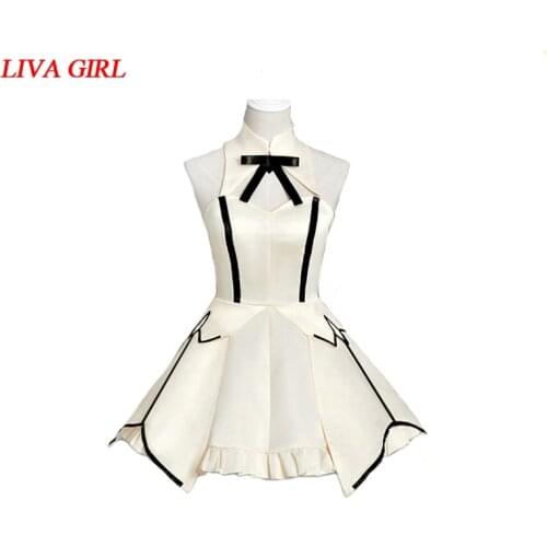 Liva girl Saber Lily Cosplay Fate Stay Night Costume Fate Zero Cosplay White Dress Artoria Pendragon (Lily) Costume Women