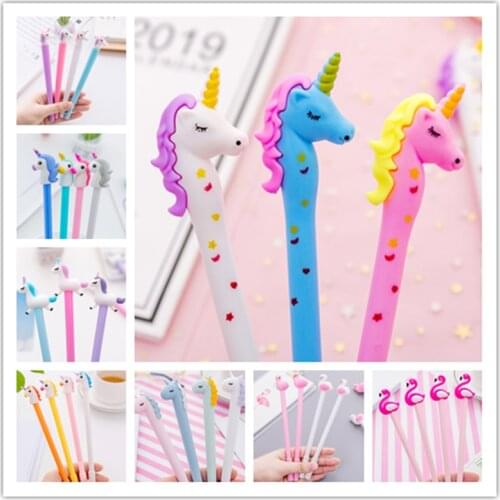 0.38/0.5mm Creative Unicorn Flamingos Gel Pen Signature Pen Escolar Papelaria For Office School Writing Supplies Stationery Gift